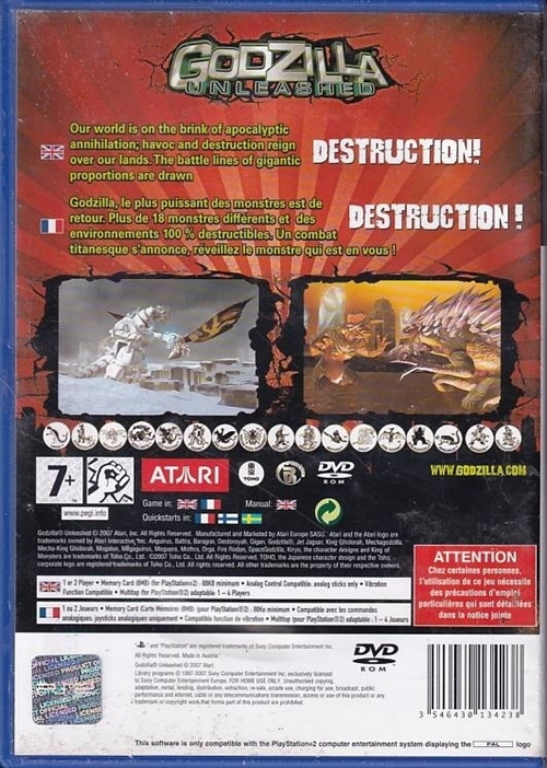 Godzilla Unleashed - PS2 (B Grade) (Genbrug)